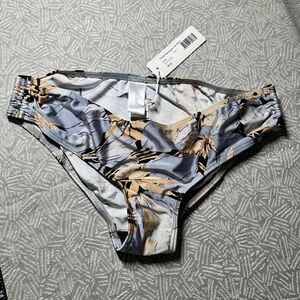 Zimmermann Floral Bikini Bottom in Blue and Tan